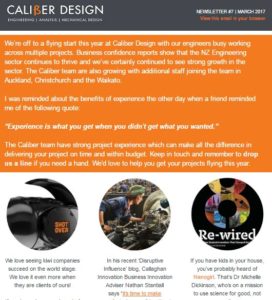 Caliber Design newsletter March 2017