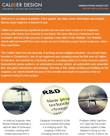 Caliber Design Newsletter August 2017