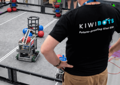 Kiwibots robots in the arena