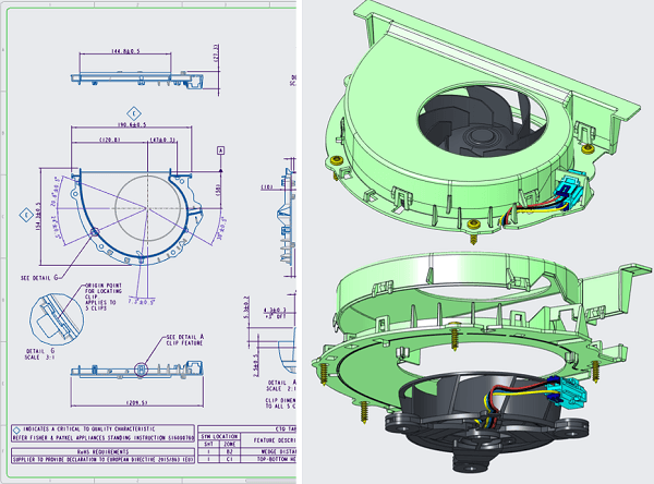 Fisher & Paykel Appliances CAD Design - Integrated Fan housing