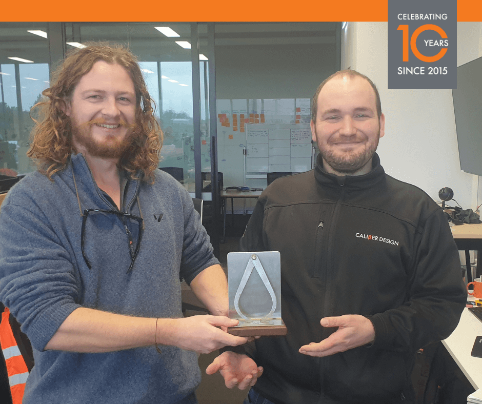 Gustavo (right) receiving the Good Bugger award from Josh